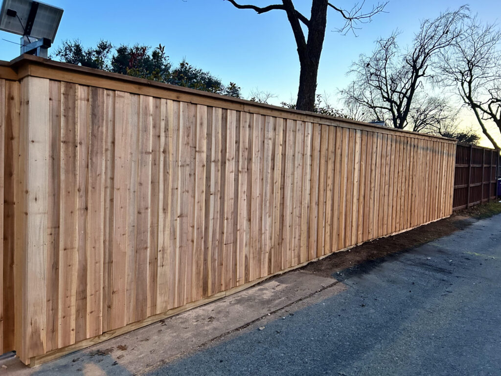 Board-on-board cedar fence installed by Fence Guy in DFW and North Texas