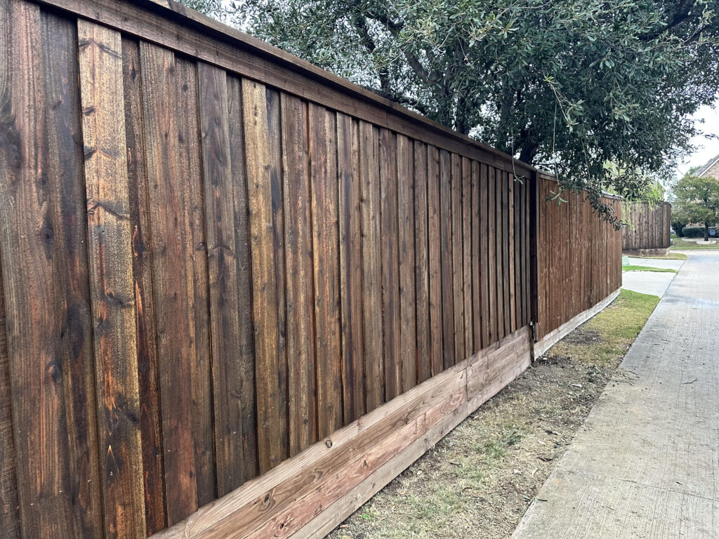 Board-on-board wood fence street view